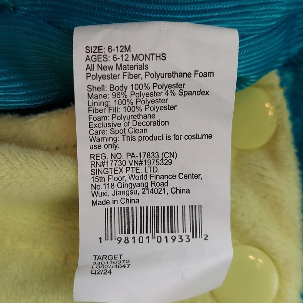 *🆕 Hyde & EEK! Blue Dinosaur Baby Pullover Triceratops Costume, 6-12 Months NEW